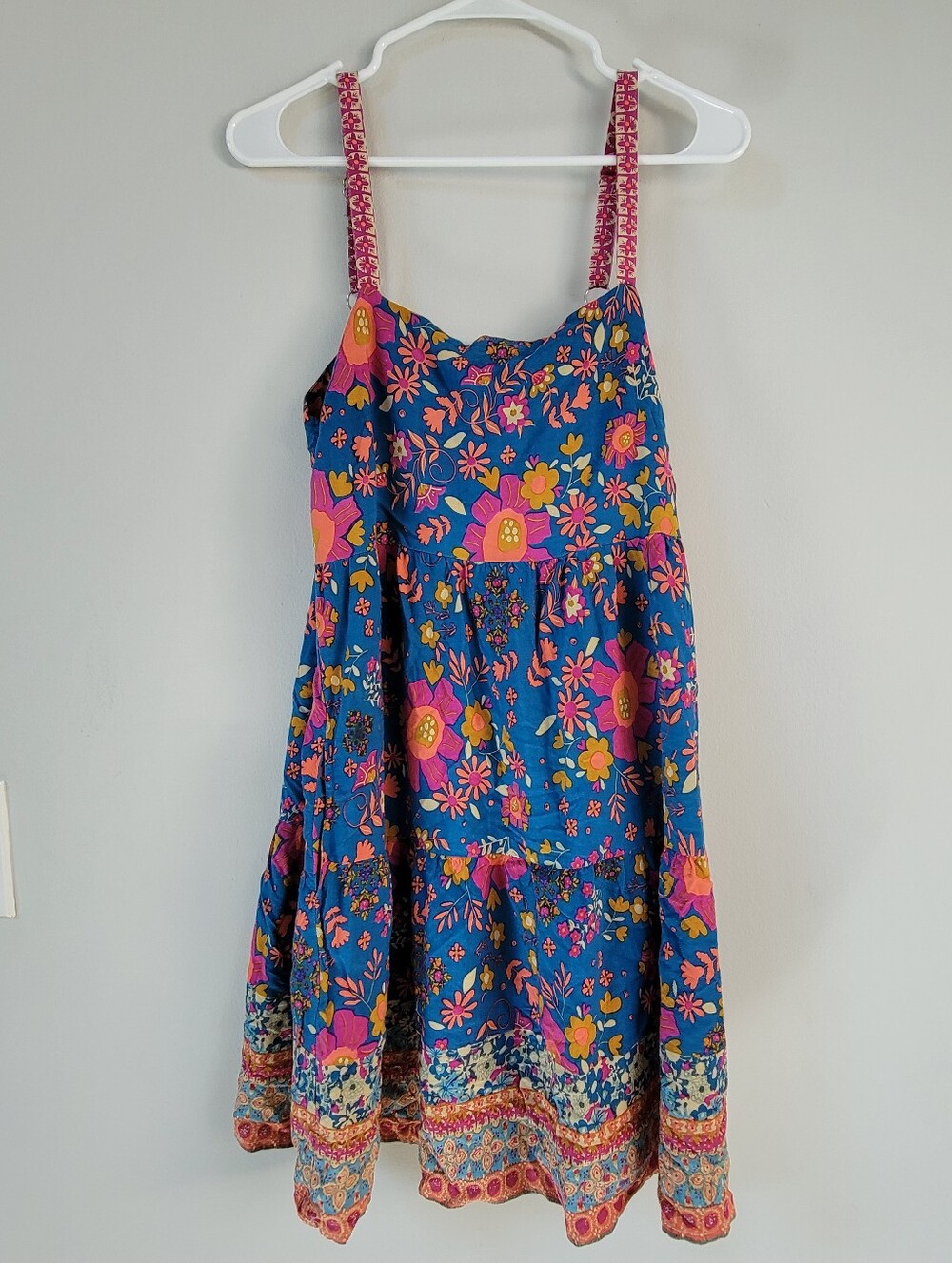 Natural Life Patti Mini Swing Dress Floral Womens Size L Boho Maximal Hippie